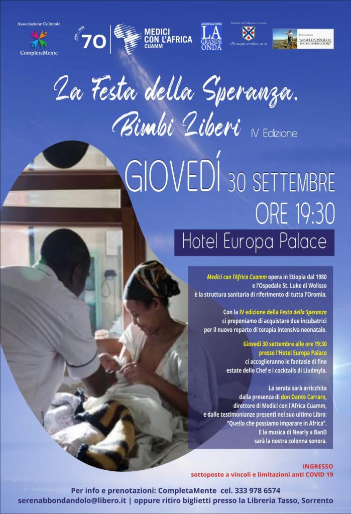 Giovedì 30 settembre Festa della Speranza Bimbi liberi raccolta beneficenza Sorrento