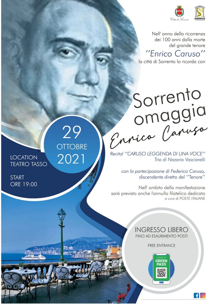 Eventi 29 ottobre 2021 Sorrento omaggia Caruso